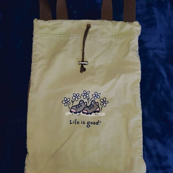 LIFE IS GOOD Canvas Cinch Rucksack Drawstring Cotton Backpack Bag - Picture 2 of 15